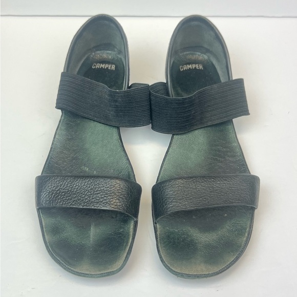 Camper Black Sandals Comfortable Hook-and-Loop Design US 11.5 Euro 42 Leather - Picture 1 of 8